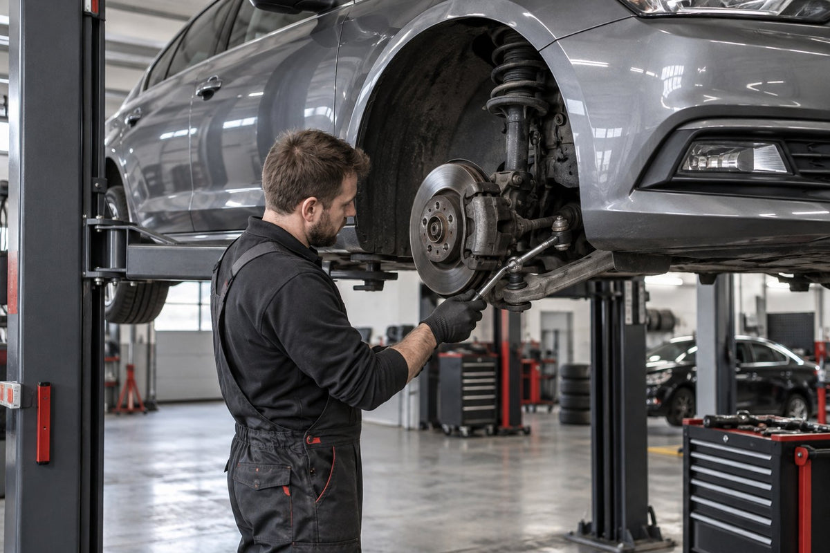 Auto esisilla ja vedrustuse ülevaatus töökoja tõstukil